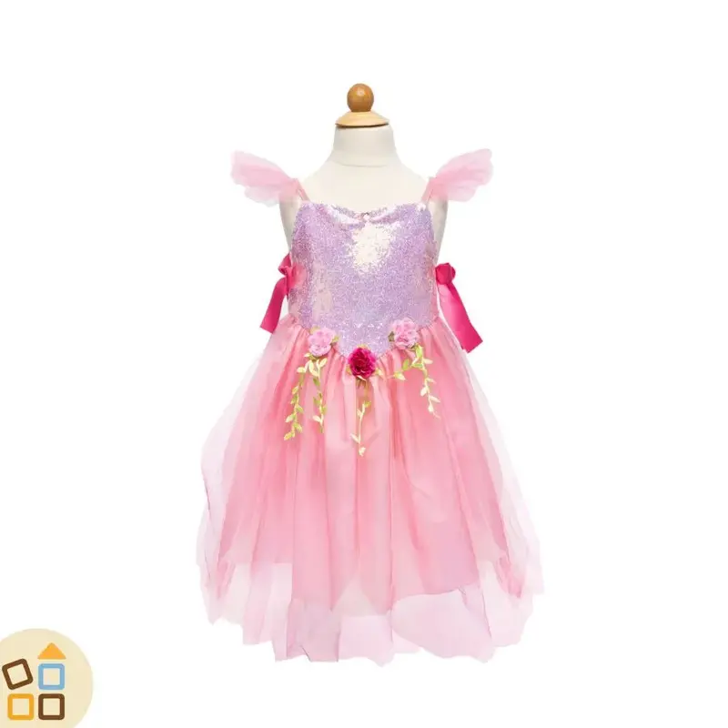 COSTUME VESTITO FATA DEI FIORI rosa 3/4 anni