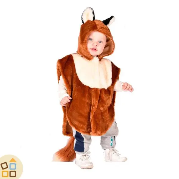 COSTUME VOLPE ROSSA, PONCHO 1/4 ANNI