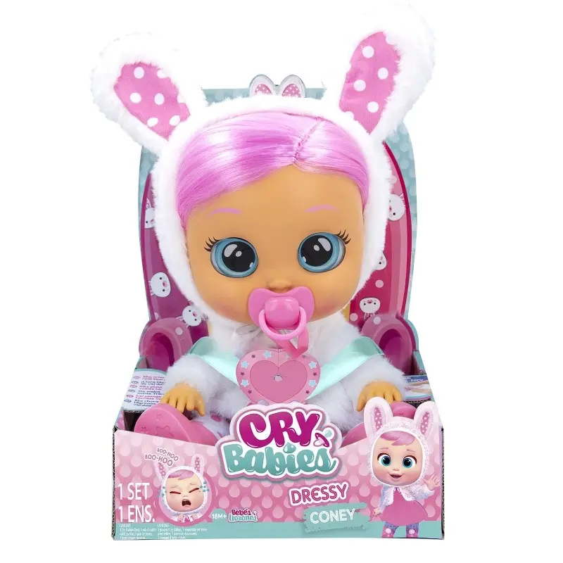 Cry Babies Coney, Nuova Bambola 2.0 con Capelli Veri