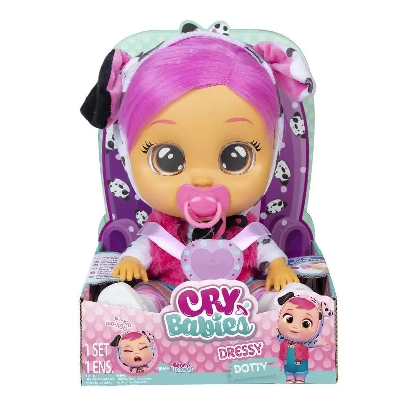 Cry Babies Dotty, Nuova Bambola Dressy 2.0 con Capelli Veri