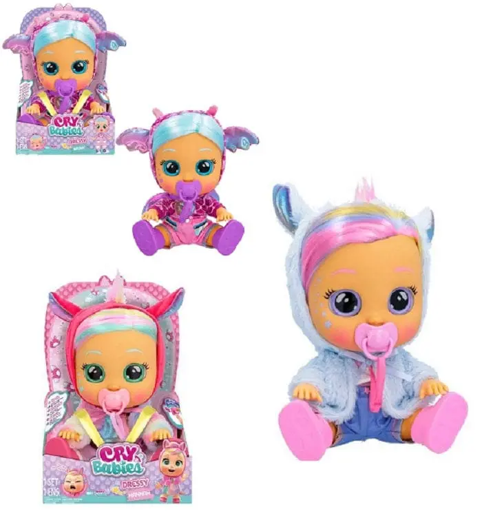 Cry Babies Fantasy, Nuove Bambole con Capelli Veri, Dressy Hannah, Jenna e Bruny