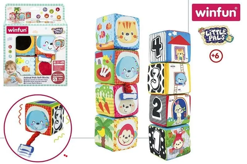 Cubi Morbidi, Gioco Tattile Sensoriale per Neonati +6 Mesi