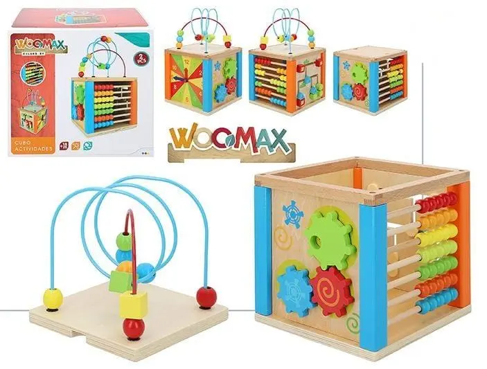 Cubo Attività in Legno per Bambini +18m, Gioco Multi Attività apprendimento