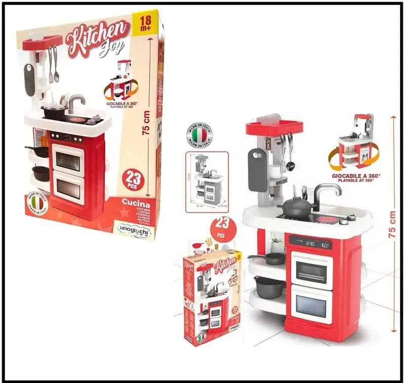 Cucina Giocattolo 360° con 23 Accessori, Altezza 75cm