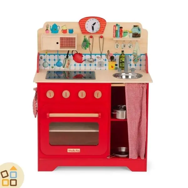 CUCINA IN LEGNO ROSSA, CON LUCI E SUONI