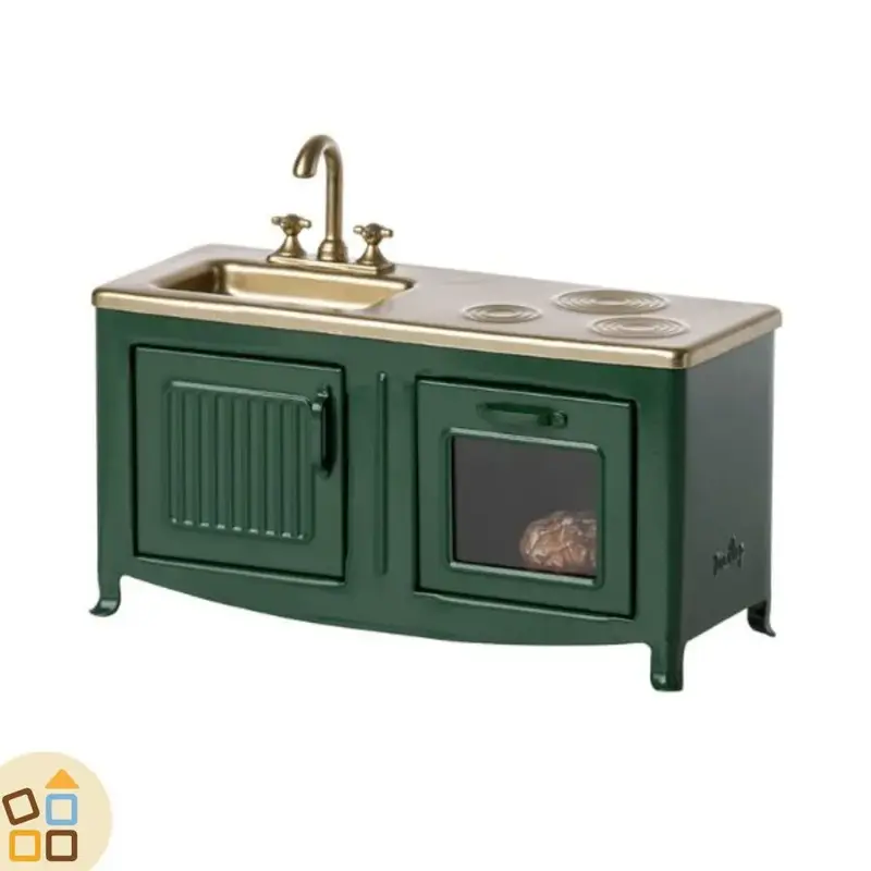CUCINA IN METALLO TOPO, VERDE