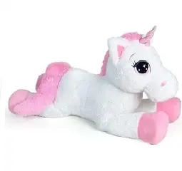 DE.CAR 2 Peluche Unicorno Bianco Steso 100cm