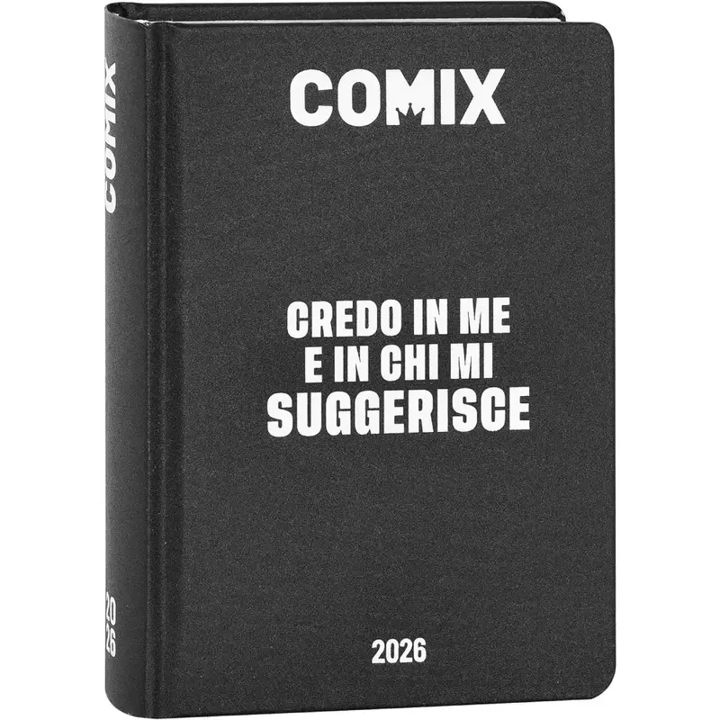 Diario 16 Mesi 2025/26 - COMIX - Giornaliero Standard Nero/Bianco