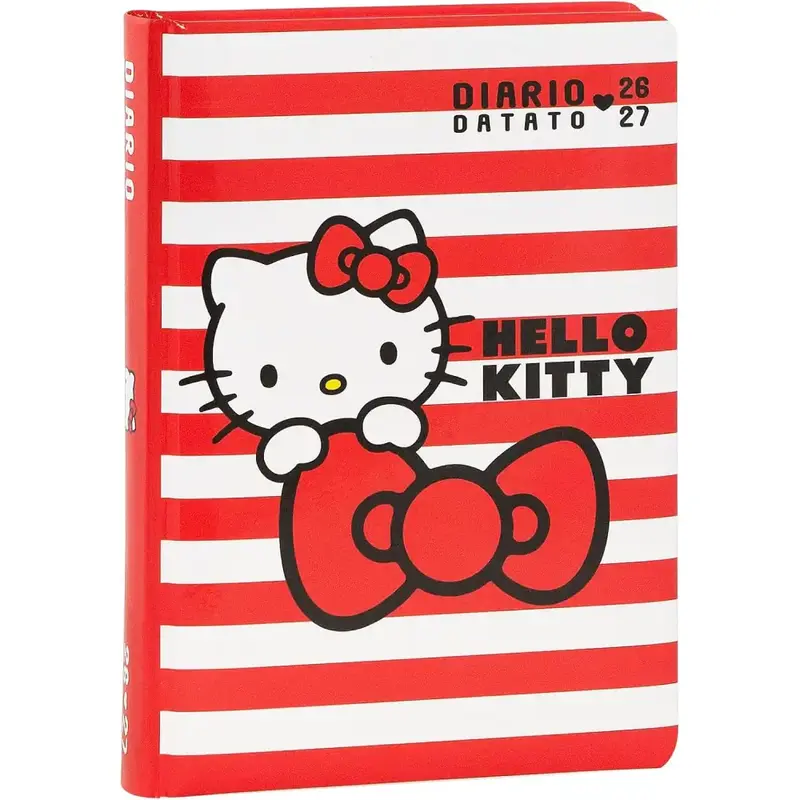 Diario Hello Kitty 2026/2027 Stripes – Superdiario Scuola Datato 12 Mesi 352 Pagine