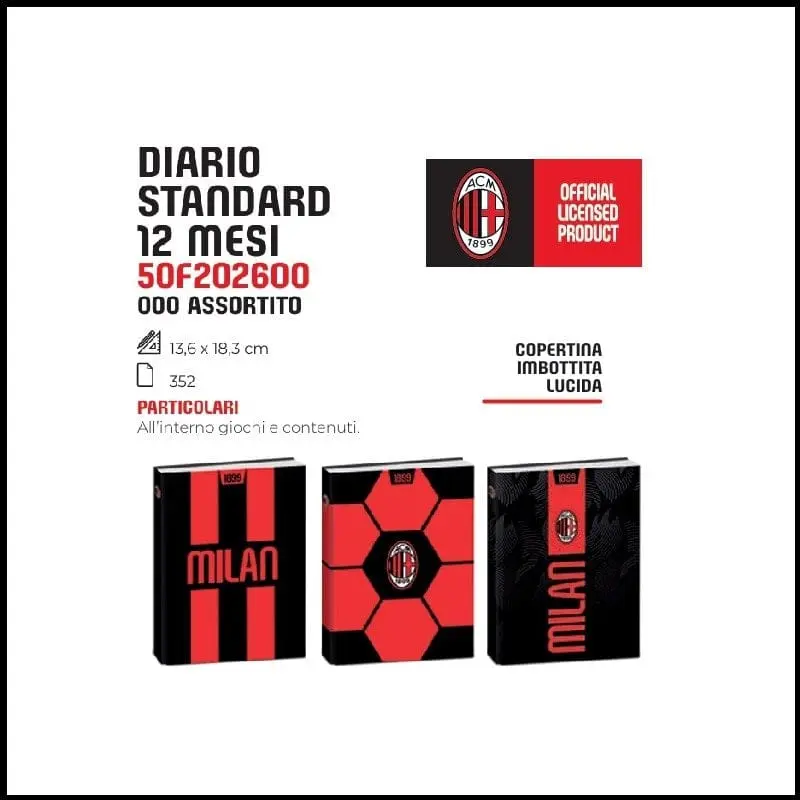 Diario Scuola Milan 2026 12 Mesi - Seven