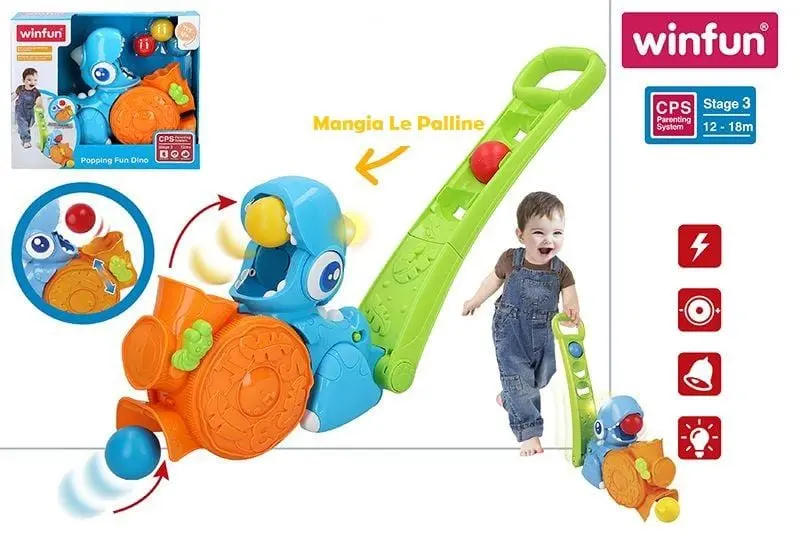 Dinosauro Mangia Palline Spingibile Luci e Suoni +12Mesi