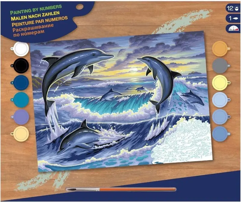 Dipingere con Numeri a tema Delfini 40x30cm