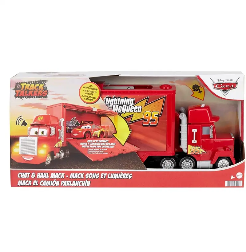 Disney Cars Camion Mack Autotrasportatore di Saetta McQueen da 43cm con Luci e Suoni