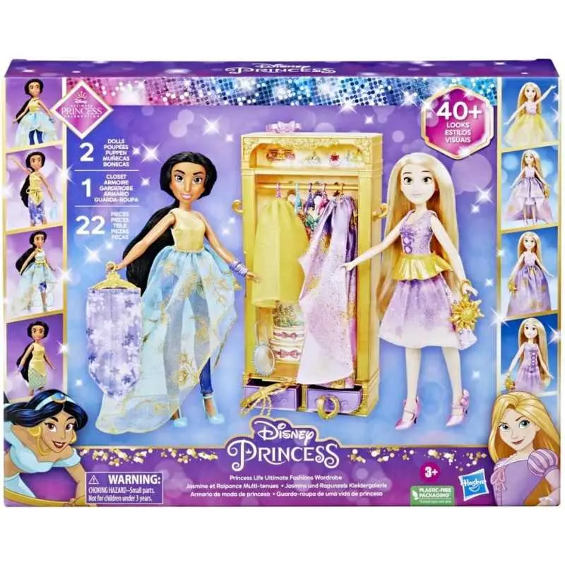 Disney Princess Guardaroba all'Ultima Moda, Playset con Jasmine e Rapunzel
