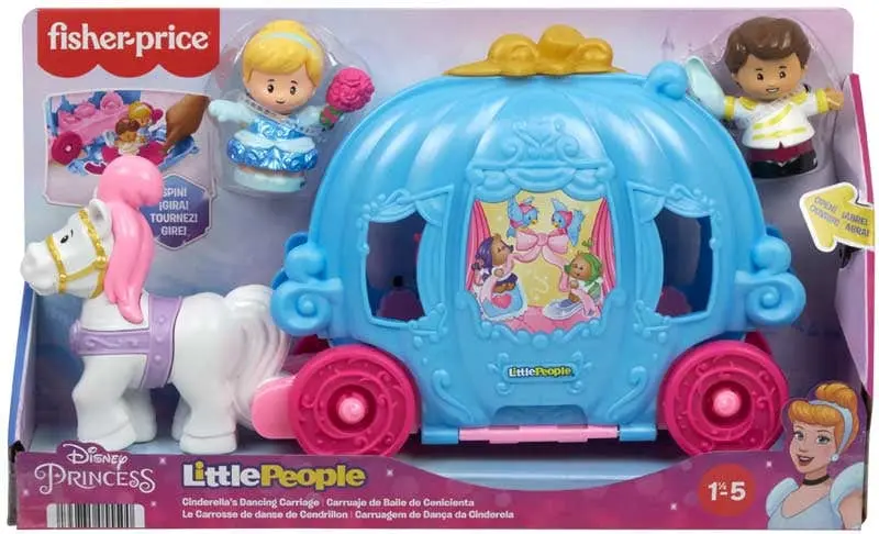 Disney Princess - La Carrozza del Ballo di Cenerentola, playset 2 in 1 da carrozza a sala con personaggi Cenerentola e Principe