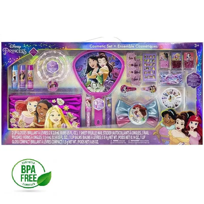 Disney Princess Mega set Cosmetica per Bambine con Specchio e tantissimi Accessori