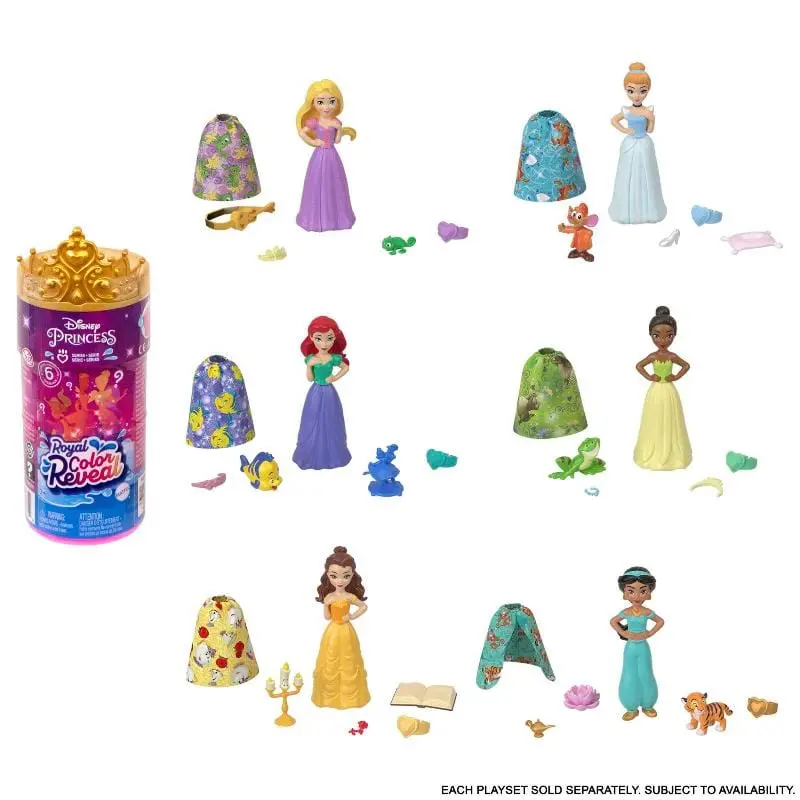 Disney Princess Royal Color Reveal, Bambole con 6 Sorprese