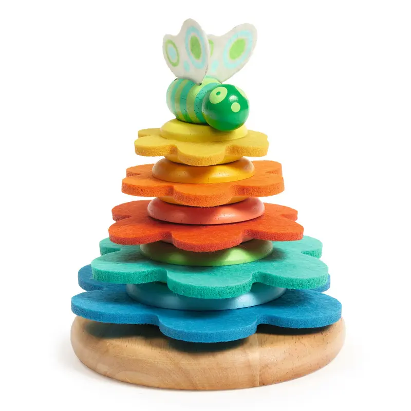 Djeco Butterflower Gioco Impilabile Fiore con Farfalla in Legno e Feltro