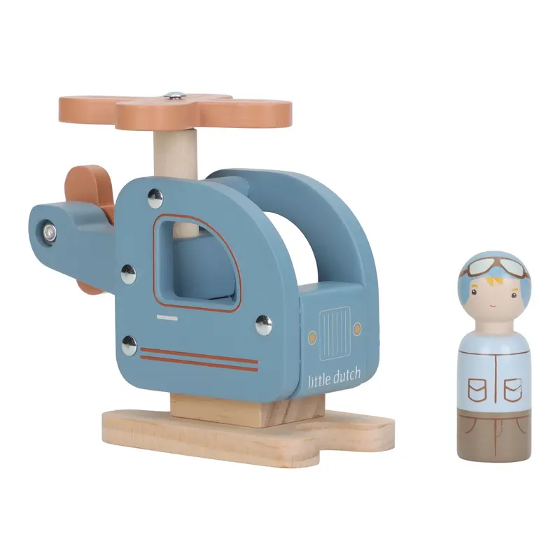 Elicottero Con Personaggio In Legno