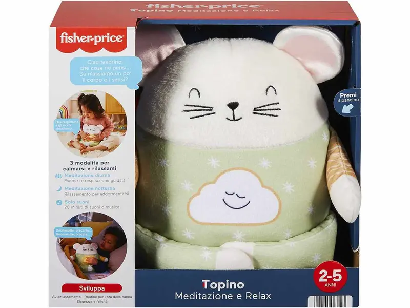 Fisher-Price Topino Meditazione e Relax, Peluche Interattivo Educativo 2-5 Anni
