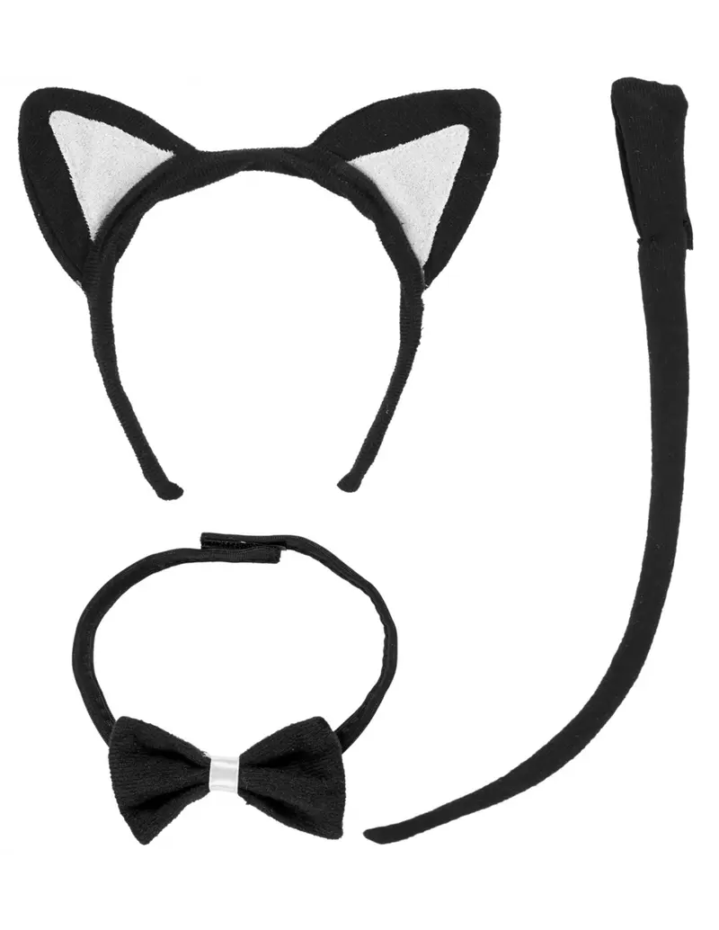 Gattina Set Travestimento (Orecchie, Farfallino, Coda)