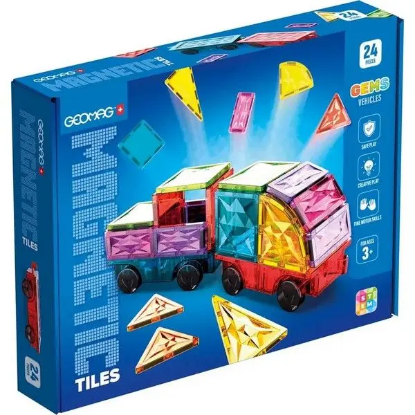 Geomag - Costruzioni magnetiche Magnetic Tiles Vehicles 24 pezzi