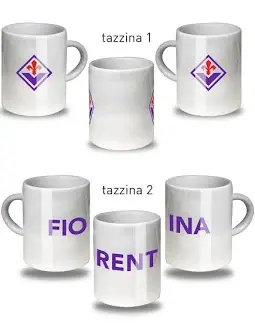 Giemme Store Set Due Tazzine Ceramica Logo Scritta Fiorentina