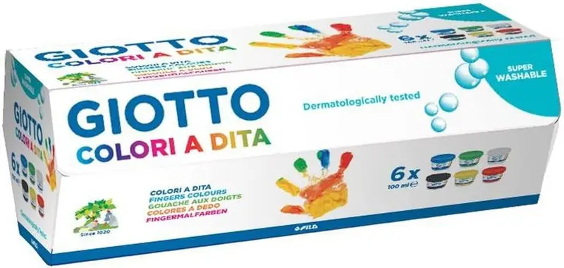 Giotto 4 Confezioni -6 Barattoli 100 Ml Tempera A Dita