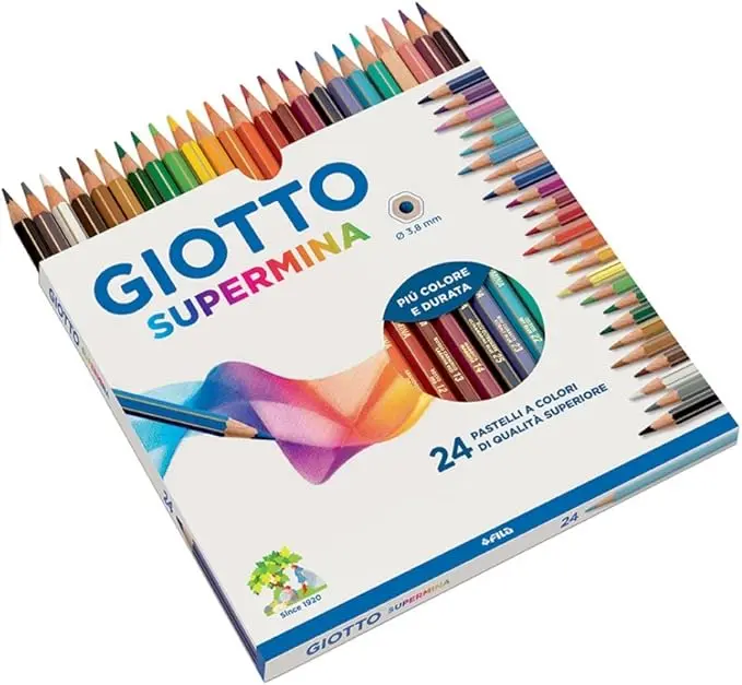 GIOTTO Supermina - Astuccio da 24 Matite a Pastello Colorate, 3.8mm