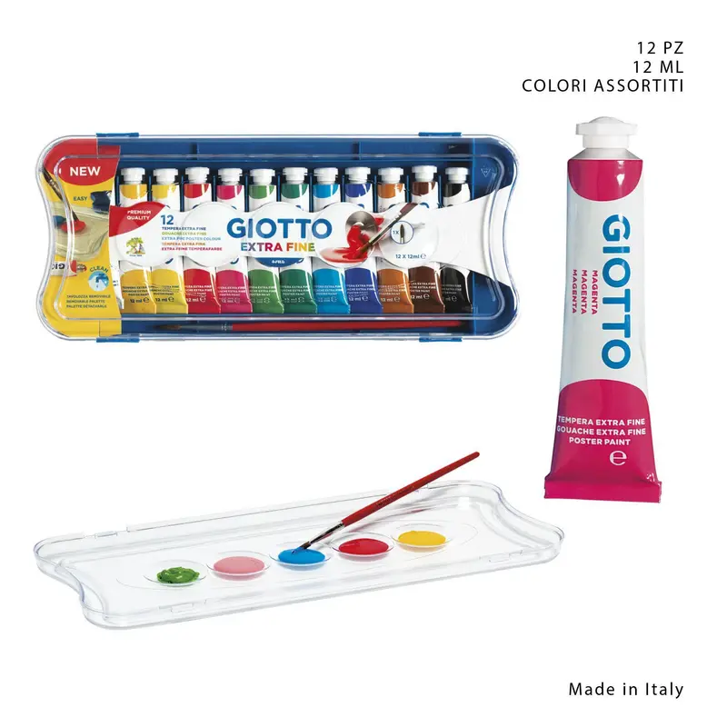 Giotto Tempera 12Ml 12Pz Colori Assortiti