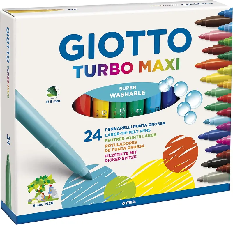 Giotto Turbo Maxi - Astuccio Da 24 Pennarelli A Punta Larga