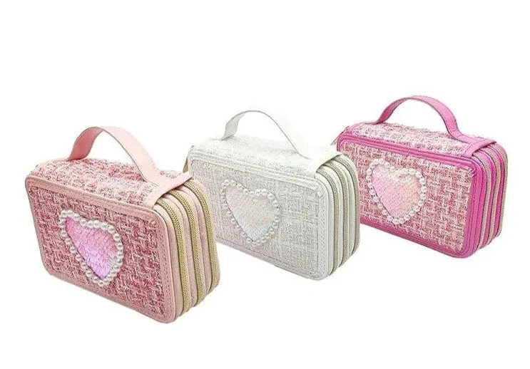 Girabrilla Astuccio Tweed 3 Zip, Portacolori Scuola Glamour