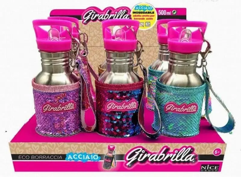 Girabrilla, Borraccia in Alluminio con Paillettes Cambia Colore