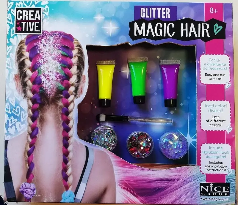 Glitter Magic Hair, Decora i Capelli con Kit Gel Colorati per Bambine