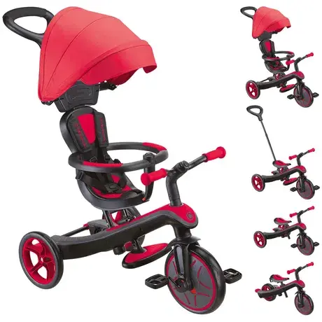 Globber - Explorer Trike 4in1 Deluxe Play - Rosso triciclo