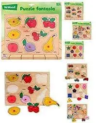 Globo - PUZZLE IN LEGNO prima infanzia Con PIOLI 29,8X22,4X0,8CM colore casuale