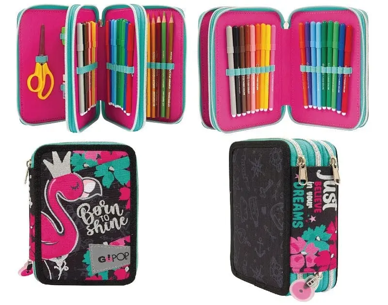 Go Pop Astuccio triplo Flamingo 43pz Giotto