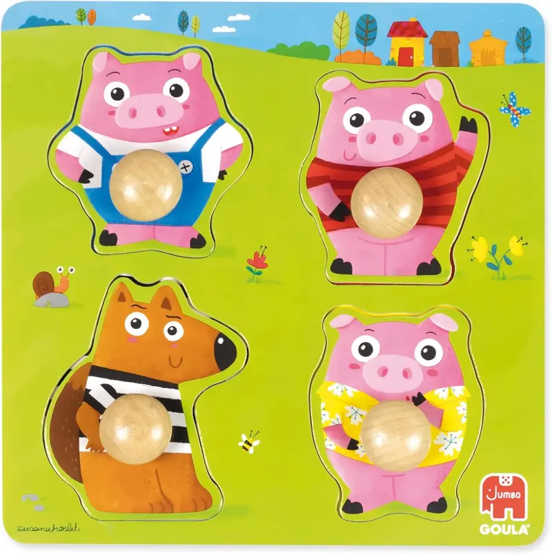 Goula 3 Porcellini-Puzzle Di Legno