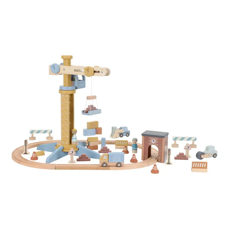 Gru in Legno - Wooden Crane Set Multicolored Train Track (LD2542)