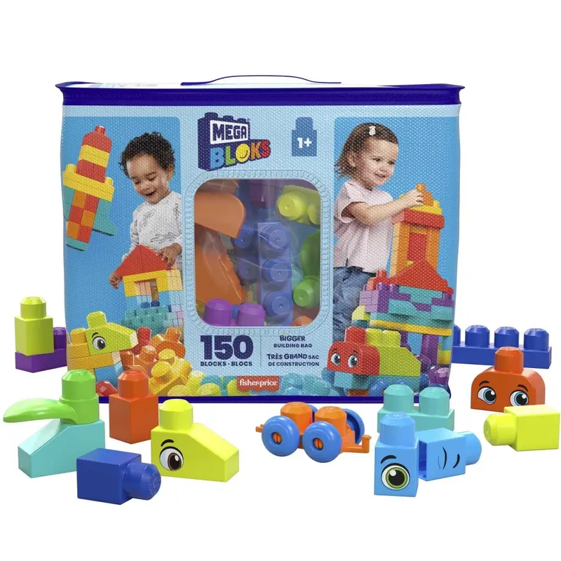 HHM96 Mattel Mega Bloks Bigger Building Bag 150 Blocchi Colorati per Bambini 1+