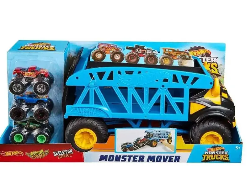 Hot Wheels Monster Truck Mover - Trasportatore con 3 Veicoli