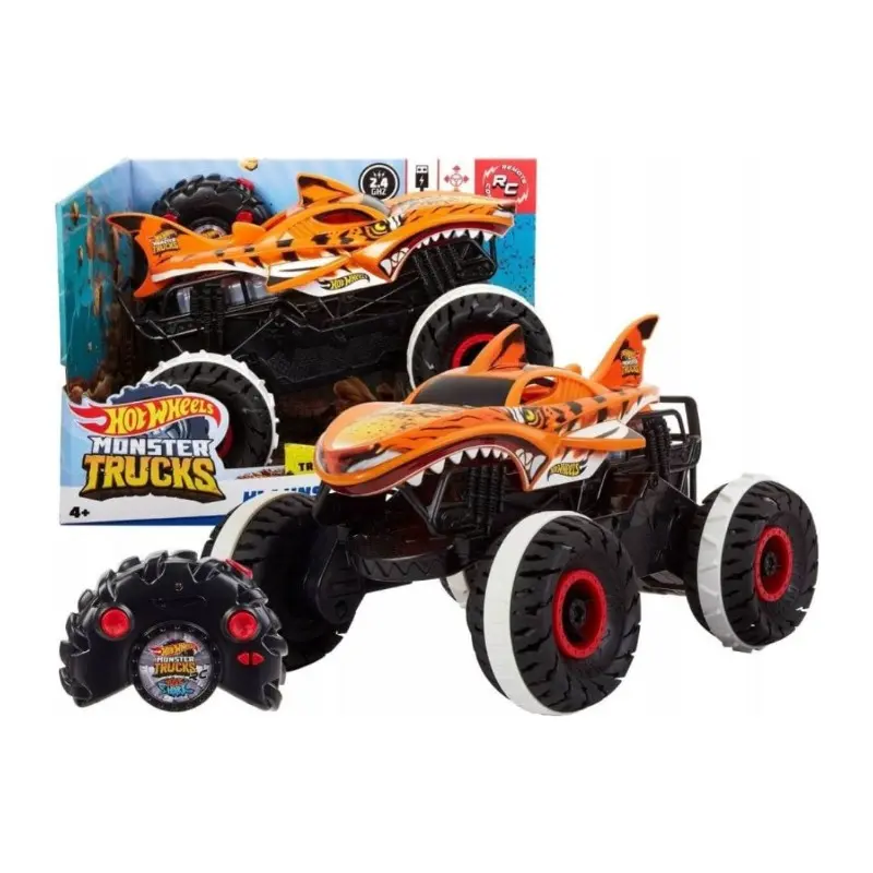 Hot Wheels Monster Trucks Tiger Shark, Veicolo RC 4x4