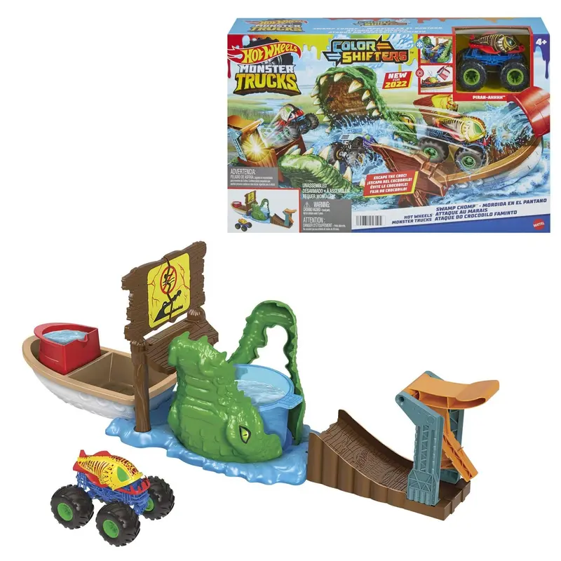 Hot Wheels Pista Monster Truck palude del Coccodrillo