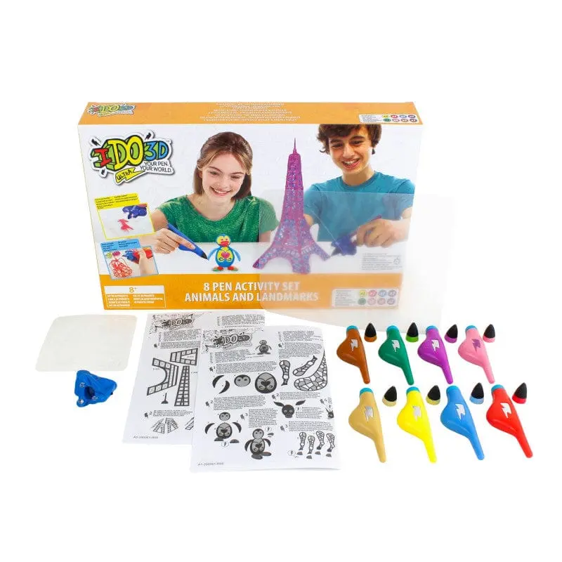 IDO3D Ultra, set di 8 Penne in 3D per Disegni in Verticale, Animali e Monumenti