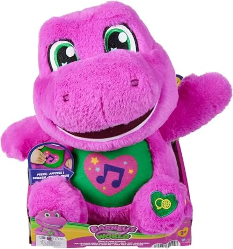 Il Mondo di Barney Peluche Canterino 25 cm con Suoni, 10 Frasi e 5 Canzoni Multilingue +24 Mesi