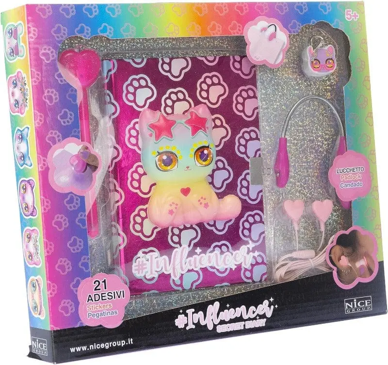 Influencer Diario Segreto Squishy, set con Auricolari e Luce Lettura