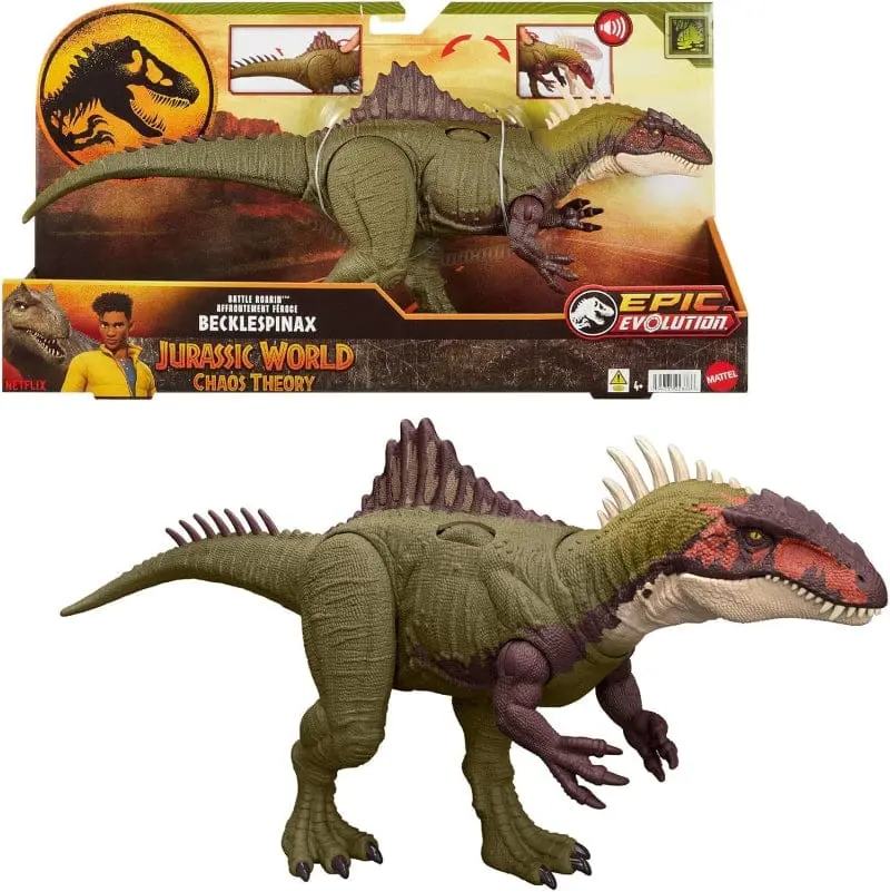 Jurassic World Becklespinax Battaglie Ruggenti, dinosauro con elementi sonori e d'azione