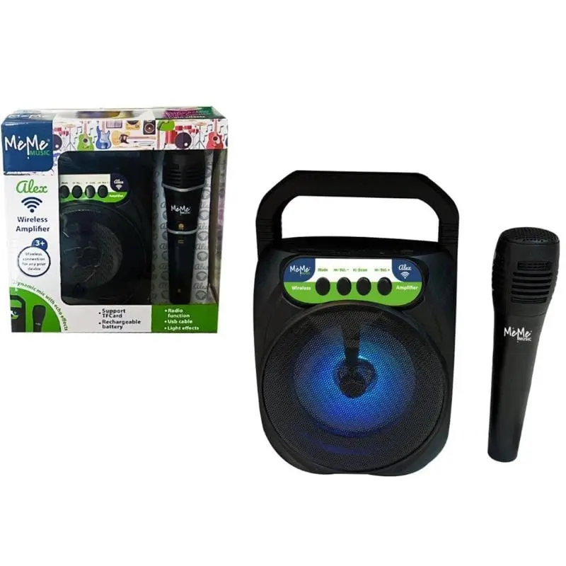Karaoke Wireless include Altoparlante con luci led e Microfono dinamico - MeMe Music