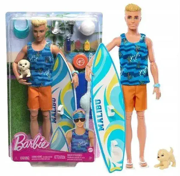 Ken Biondo con Tavola da Surf Playset -Barbie