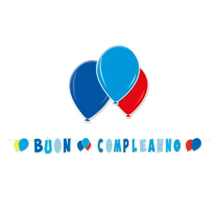 Kit Festone Scritta Max Buon Compleanno Azzurro 6 metri - BigParty